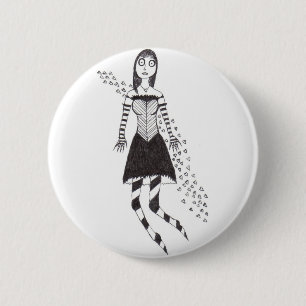 creepy heart girl 6 cm round badge
