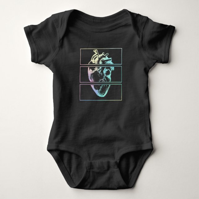 Creepy Heart Human Anatomy Witchy Emo Pastel Goth Baby Bodysuit (Front)