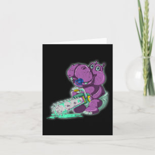 Creepy Hippo Scary Vaporwave Animal Chainsaw Hippo Card