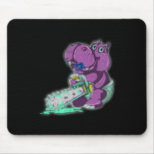 Creepy Hippo Scary Vaporwave Animal Chainsaw Hippo Mouse Pad