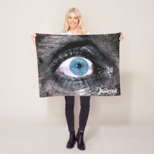 Creepy Horror Blue Eye Fleece Blanket