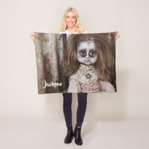 Creepy Horror Doll in Sepia Tones Fleece Blanket