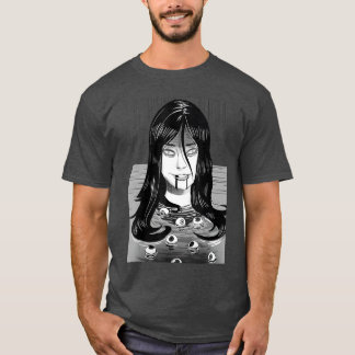 Creepy Horror Manga Anime Woman Eyes Bathtub Hallo T-Shirt