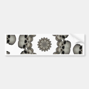 Creepy Human Skull Mandala Bumper Sticker