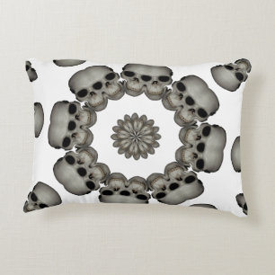Creepy Human Skull Mandala Decorative Cushion