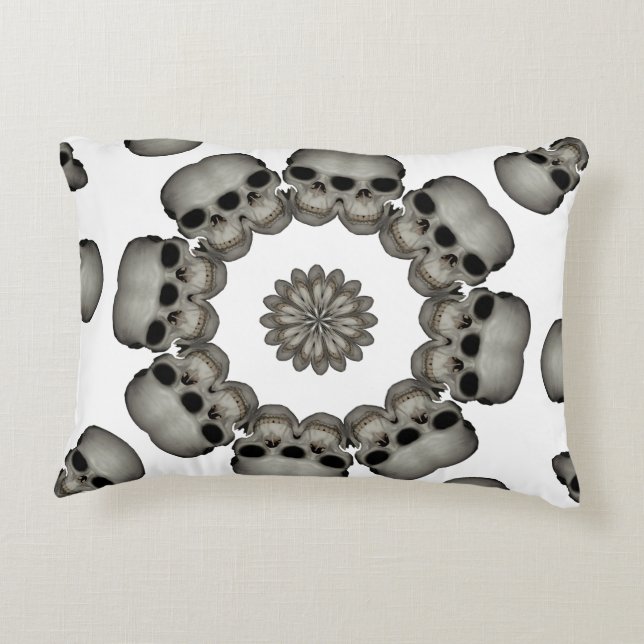 Creepy Human Skull Mandala Decorative Cushion (Back)