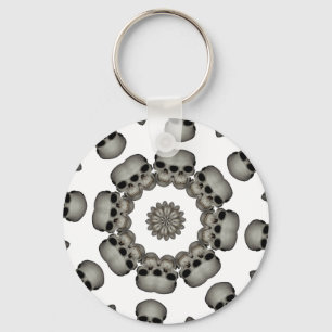 Creepy Human Skull Mandala Key Ring