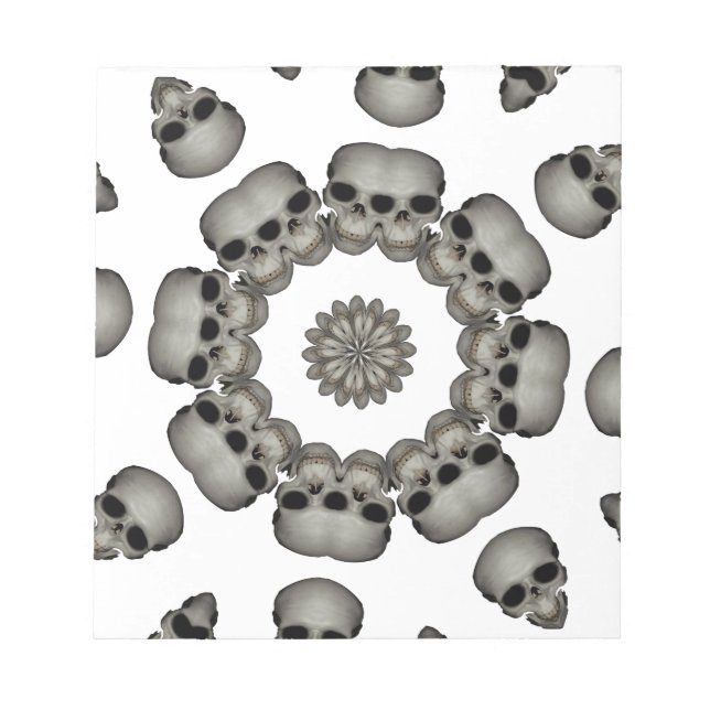 Creepy Human Skull Mandala Notepad (Front)
