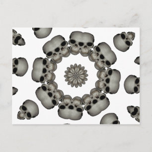 Creepy Human Skull Mandala Postcard