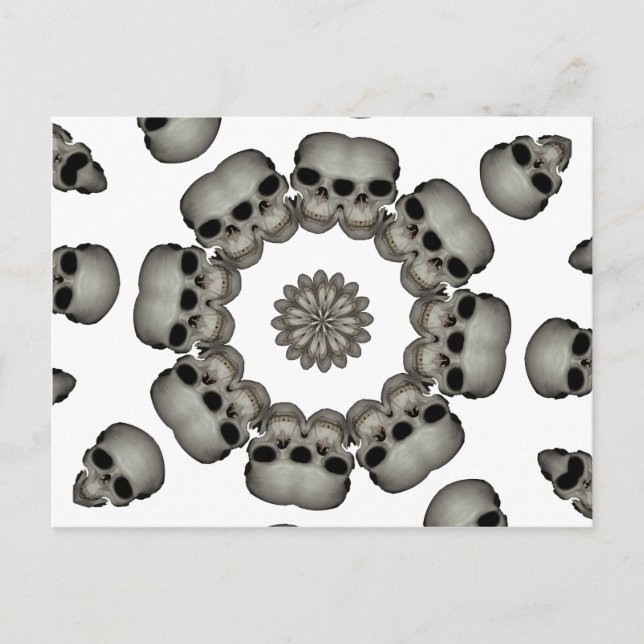 Creepy Human Skull Mandala Postcard (Front)