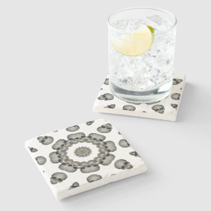Creepy Human Skull Mandala Stone Coaster