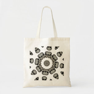 Creepy Human Skull Mandala Tote Bag