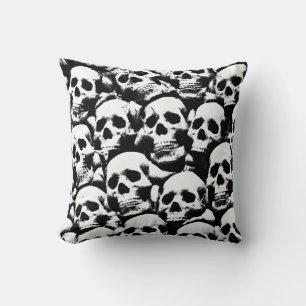 creepy human skulls pattern horror gothic dark art cushion