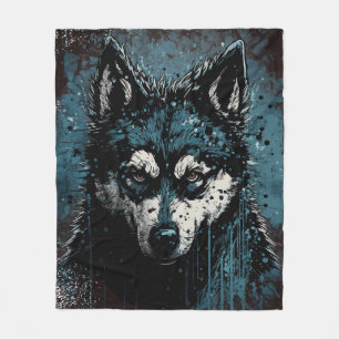 creepy Husky - Fleecedecke Fleece Blanket