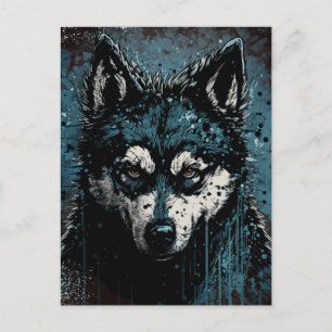 creepy Husky - Fleecedecke Postcard