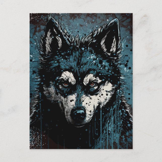 creepy Husky - Fleecedecke Postcard (Front)