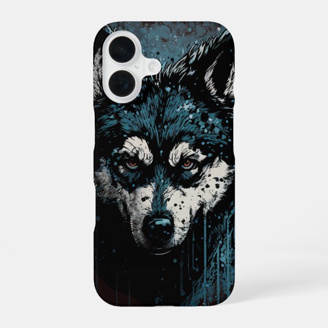 Creepy Husky iPhone 16 Case (Back)