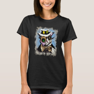 Creepy Illuminati Cat Cyborg Monocle Steam Cat Pun T-Shirt
