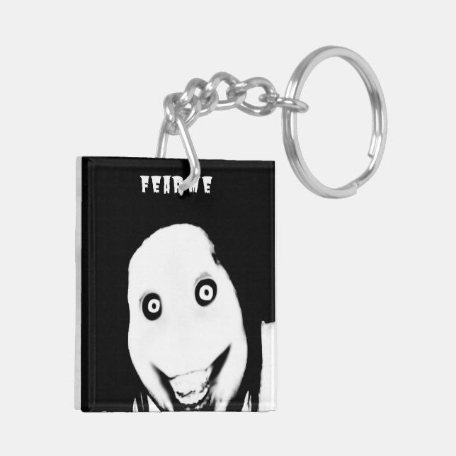 Creepy Internet Horror Glitch Face Keychain (Back Left)