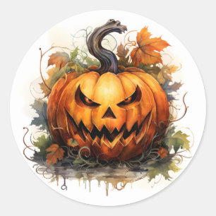 Creepy Jack-O-Lantern Classic Round Sticker