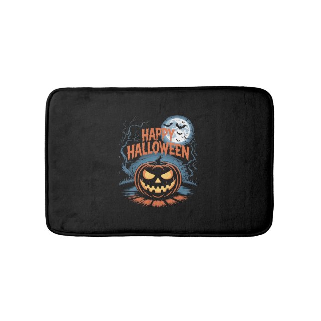 Creepy Jack O’ Lantern Halloween Bath Mat (Front)