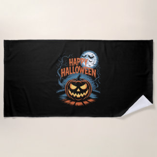 Creepy Jack O’ Lantern Halloween Beach Towel