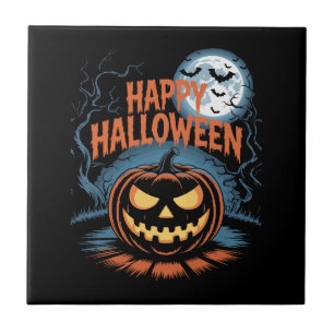 Creepy Jack O’ Lantern Halloween Ceramic Tile