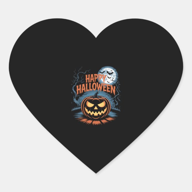 Creepy Jack O� Lantern Halloween Heart Sticker (Front)