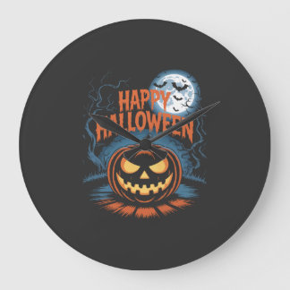 Creepy Jack O Lantern Halloween Large Clock