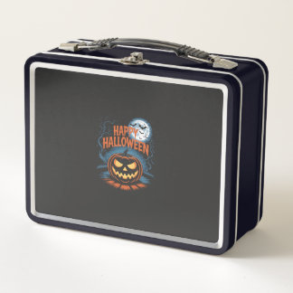 Creepy Jack O Lantern Halloween Metal Lunch Box