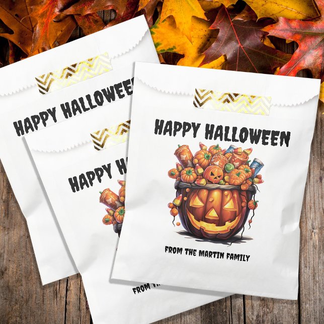 Creepy Jack o Lantern Happy Halloween  Favour Bag (Creepy Jack o' Lantern "Happy Halloween" treat bags for all your neighborhood trick-or-treaters.  )