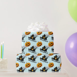 Creepy Jack-O-Lantern Haunted House Halloween Gift Wrapping Paper