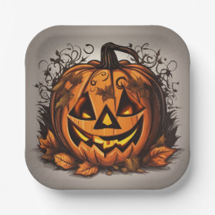 Creepy Jack-O-Lantern Paper Plate