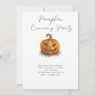 Creepy Jack-O' Lantern Pumpkin Carving Party Invitation
