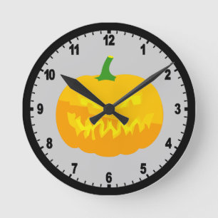 Creepy Jack-O-'Lantern Round Clock