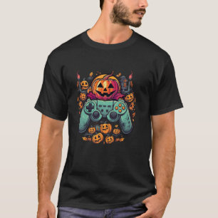 Creepy Jack o Lantern Spooky Video Game Controller T-Shirt