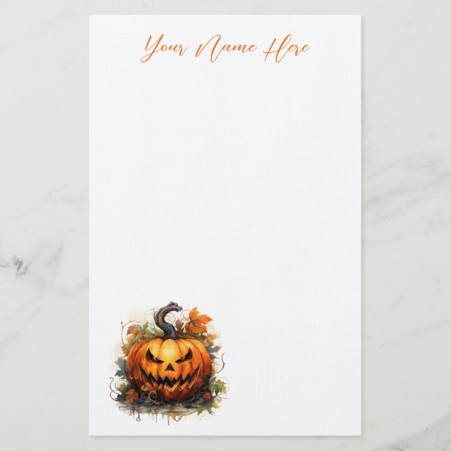 Creepy Jack-O-Lantern Stationery (Front)