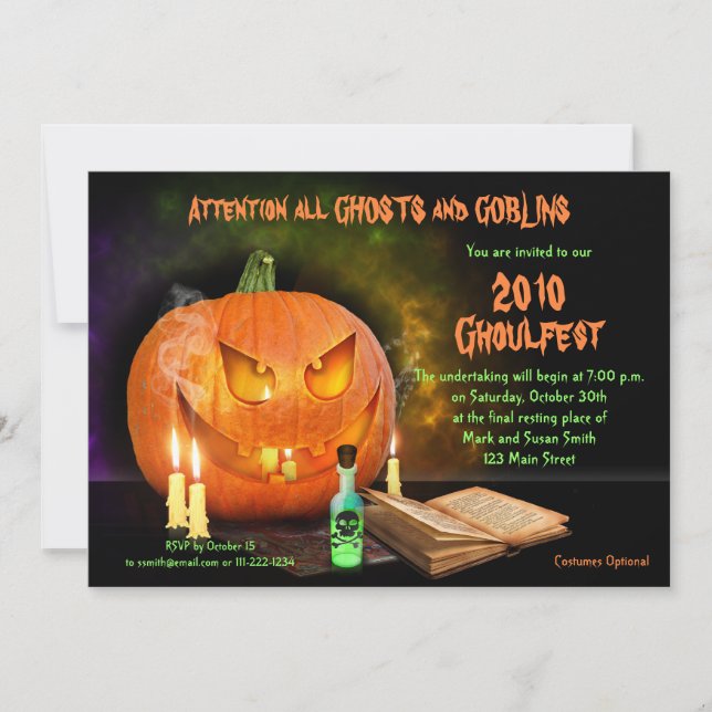 Creepy Jack O'Lantern Halloween Party Invitation (Front)