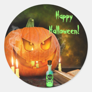 Creepy Jack O'Lantern Halloween Stickers