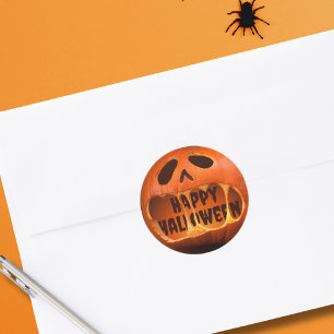 Creepy Jack o'lantern pumpkin Halloween Classic Round Sticker