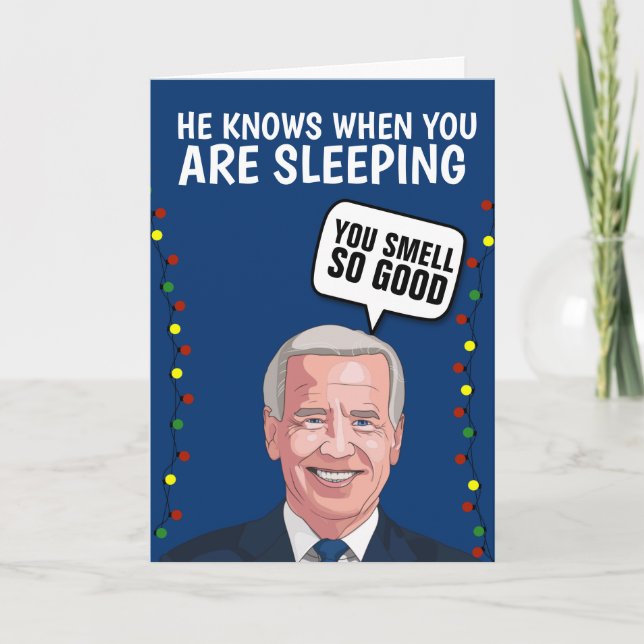 CREEPY JOE BIDEN SNIFF CHRISTMAS GREETING CARD (Front)
