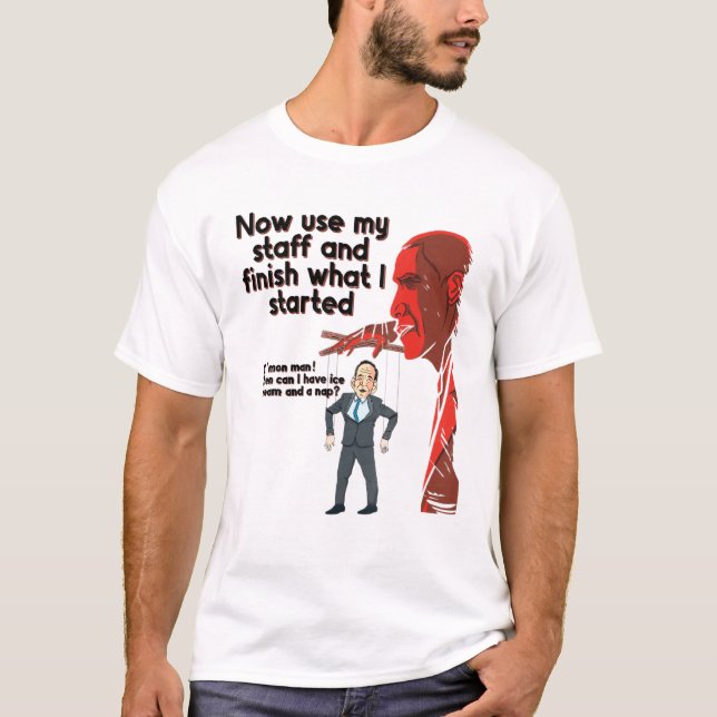 Creepy Joe Puppet Laugh At America Republican Cons T-Shirt (Front)