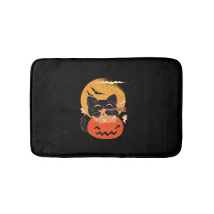Creepy Kawaii Cat Eating Worms Ramen Noodles Hallo Bath Mat