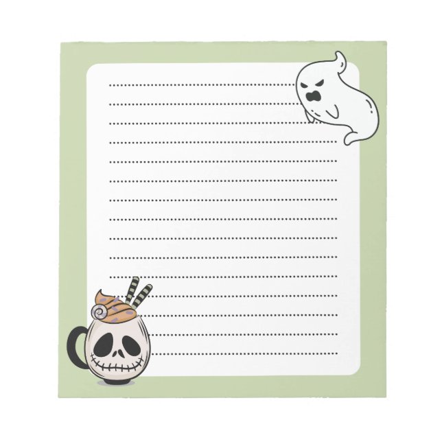 Creepy Kawaii Ghoul Mug and Ghost Notepad (Front)