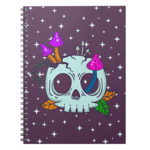 Creepy Kawaii Skull and Mushrooms Notebook