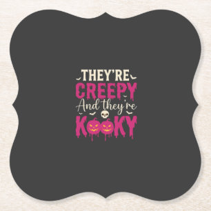 Creepy Kooky Halloween Skull Pumpkin Design_1 Paper Coaster