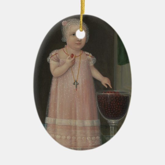 Creepy Little Girl Eats Candy Ceramic Ornament