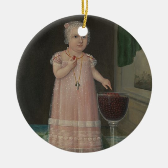 Creepy Little Girl Eats Candy Ceramic Ornament
