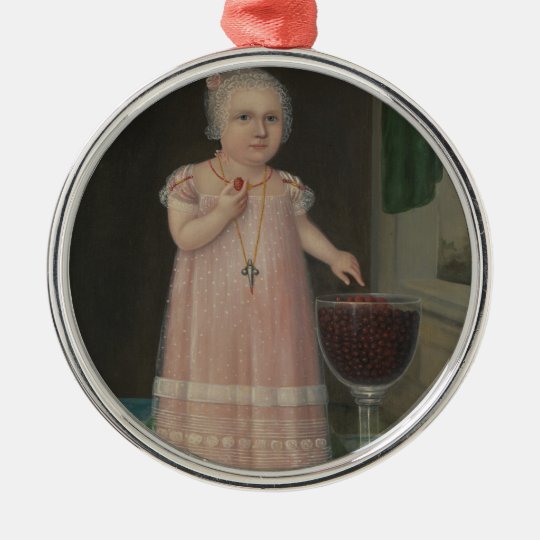 Creepy Little Girl Eats Candy Metal Ornament