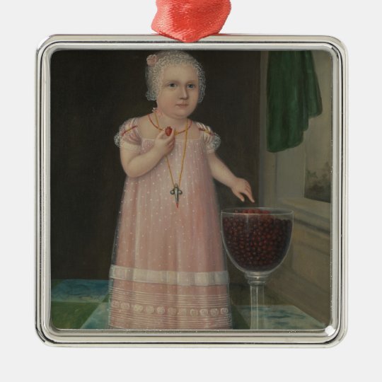 Creepy Little Girl Eats Candy Metal Ornament